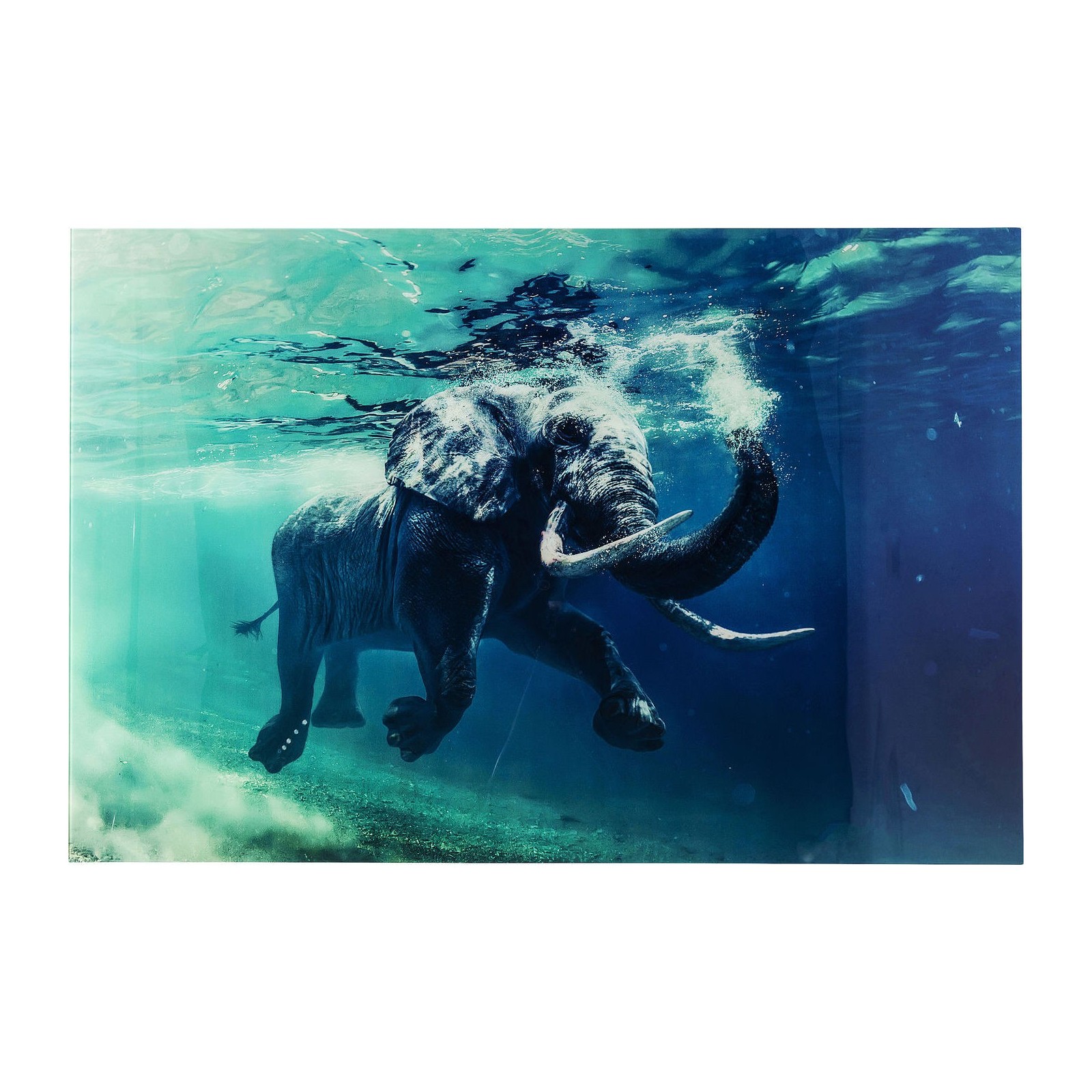 TABLEAU EN VERRE SWIMMING ELEPHANT 180X120CM KARE DESIGN